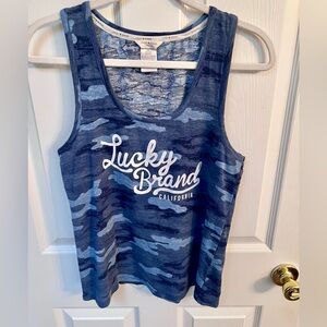 Lucky Brand Blue and Gray Tank Top with Logo